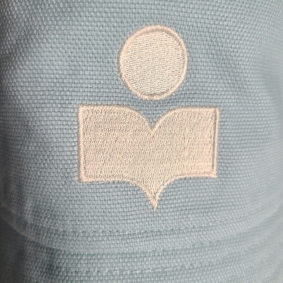 Isabel Marant Haley Embroidered Logo Bucket Hat, Size Medium, Aqua, NWT - Picture 8 of 16